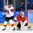 GANGNEUNG, SOUTH KOREA - FEBRUARY 15: Canada's Rene Bourque #17 looks on as teammate Maxim Noreau #56 (not shown) gets the puck past Switzerland's Leonardo Genoni #63 with Ramon Untersander #65 looking on during preliminary round action at the PyeongChang 2018 Olympic Winter Games. (Photo by Matt Zambonin/HHOF-IIHF Images)

